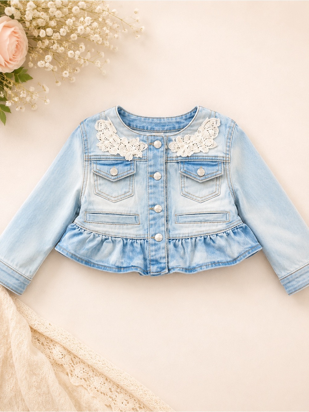 Jean Jacket Mayoral Girl’s blue with lace size 24 months